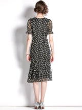 Fish Tail Drawstring Bag Hip Slit Dress