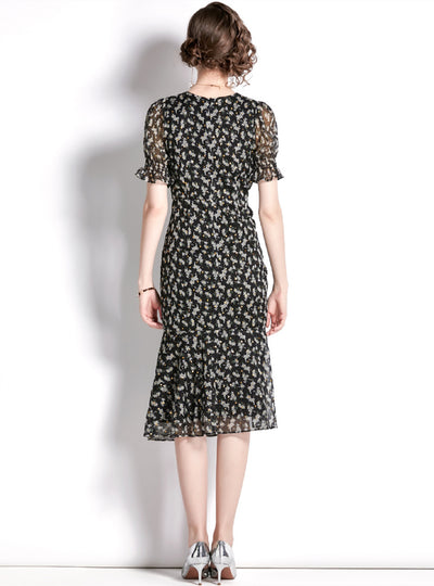 Fish Tail Drawstring Bag Hip Slit Dress