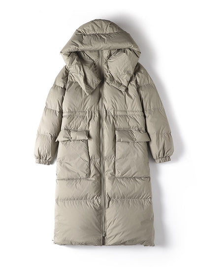 Loose Hooded Long Padded Down Jacket