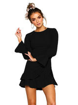 Women Slim Fit Strapping Long Sleeve Dress