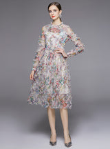 Women Chiffon Floral Cake Dress