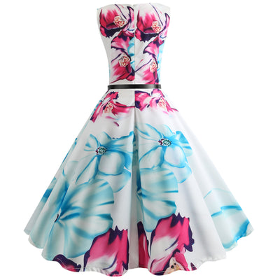 Retro Sleeveless Print Dress