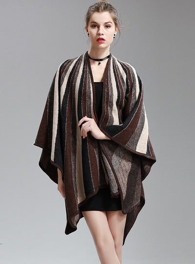 Jacquard Shawl Long Knitted Cardigan Woolen Coat