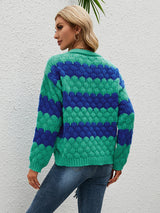 Turtleneck Striped Color Matching Sweater