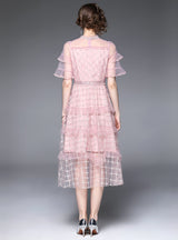 Heavy Embroidery Waist Lace Dress