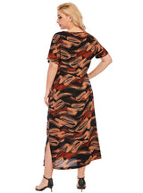 Casual V-neck Short Sleeve Printed Stitching Dress