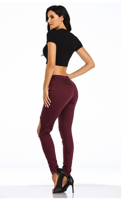 Women Sexy Holes Pant Jeans