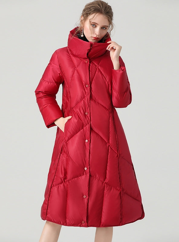 Long Cashmere Warm Light Down Jacket