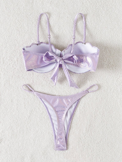 Gather Sequins Swimsuit Bikini