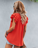 Solid Color Flying Sleeves T-shirt