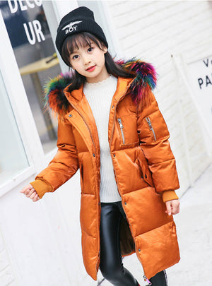 Children Outerwear Overcoat Hooded Colored Fur