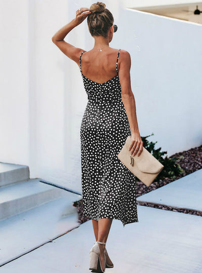 Medium Long Dot Spaghetti Strap Dress