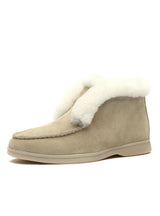 Ankle Boots Cow Suede Leather Boots Natural Fur Warm