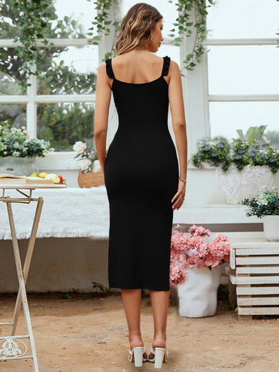 V-neck Ruffled Strap Hip Dress