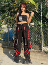 High Waist Straight Chain Pant