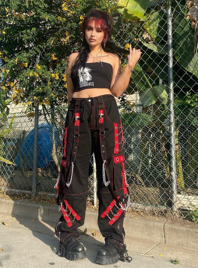 High Waist Straight Chain Pant