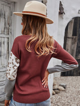 Spliced Contrast Crewneck Pullover