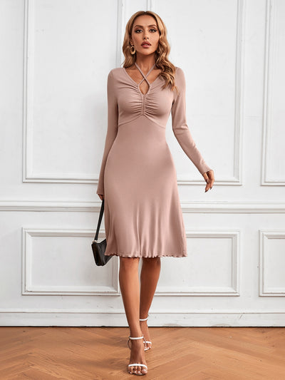 V-neck Long Sleeve Dress