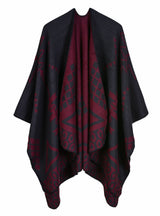 Geometric Pattern Split Lengthened Cashmere Cloak