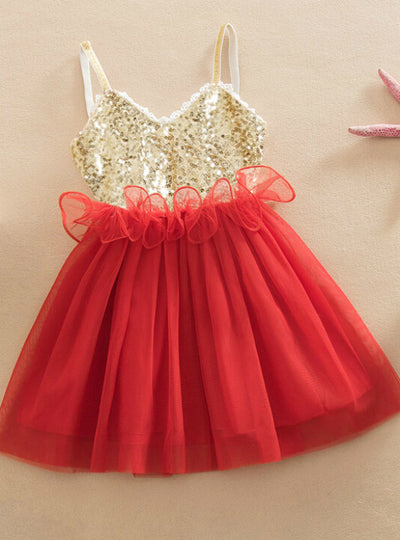 Tulle Ball Sleeveless Dresses Sequins Princess Children