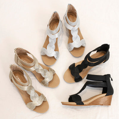 Women Zipper Wedge Sandals