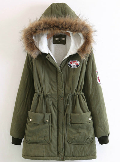 Wool Collar Hat Cotton-padded Jacket Cashmere 