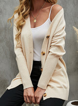 Solid Color Knitted Sweater Coat