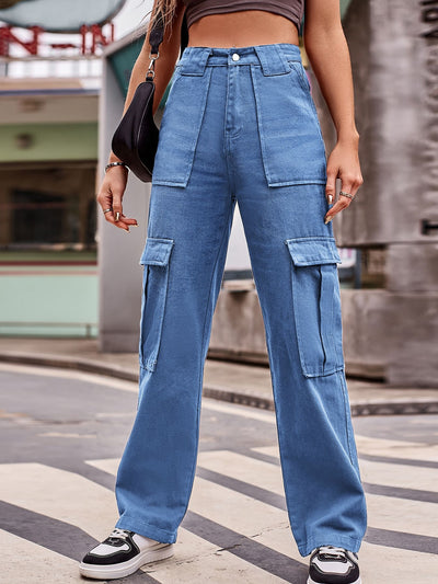 Pocket Overalls Loose Casual Denim Trousers