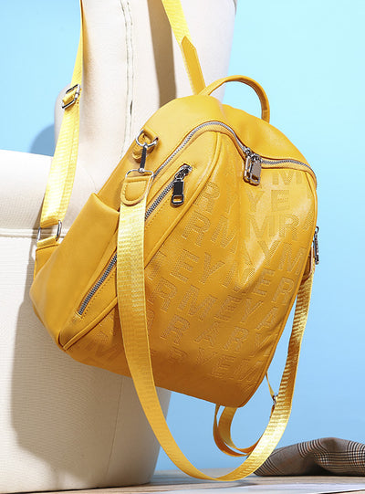 Women PU Letter Large Backpack