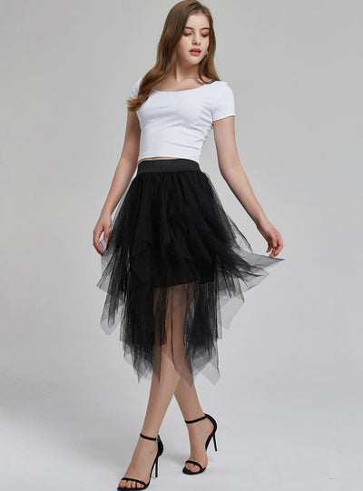 Fluffy Skirt Irregular Gauze Skirt