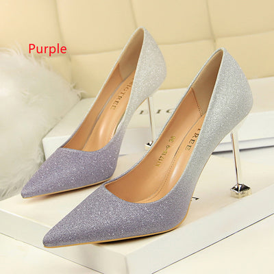 Shallow-pointed Shiny Gradient Shoes