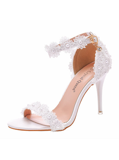 Roman Flower Heel Fish Mouth Sandal