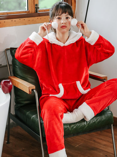 Red Little Elk Hicken Coral Fleece Winter and Christmas