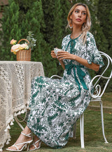 Chiffon Leaf Print Bohemia Dress