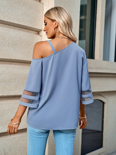 Casual Metal Button One-shoulder Top