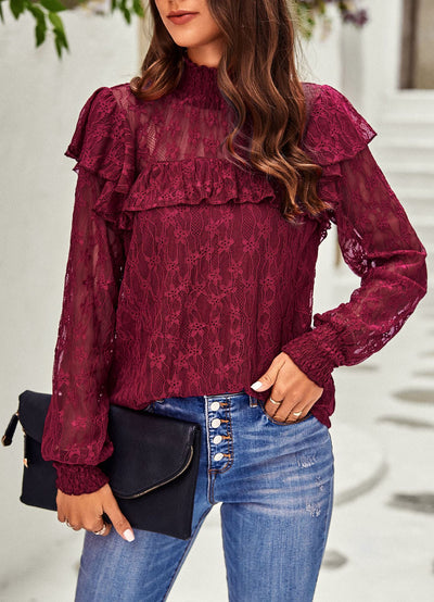 Lace Shirt Long Sleeve Top