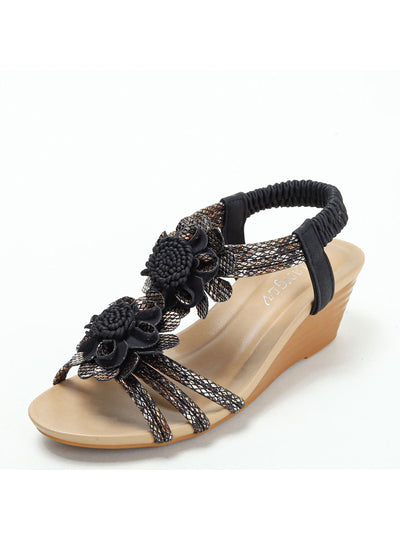 Thick-soled Sponge Cake Wedge Flower Sandals