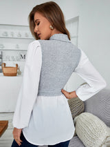 High-necked Knitted Stitching Fake Two-piece Top