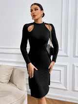 Split Hollow Knitted Fashion Dress