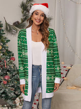 Tie-dyed Christmas Leopard Print Knitted Cardigan Coat