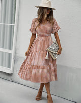 Plaid Temperament Big Swing Dress