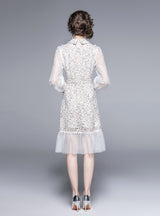 Heavy Embroidery Lace Stitching Gauze Dress