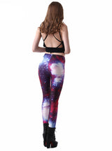 Purple Leggings Space Printed Pants Milk Leggings 