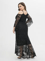 Plus Size Long Sleeve Straps Lace Dress