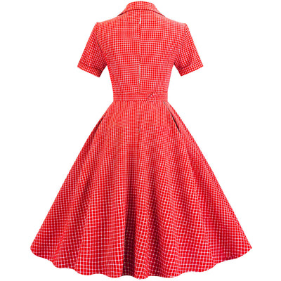 Retro Placket and Lace-up and Big Swing Dress