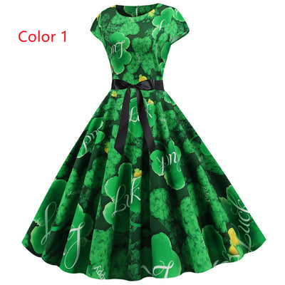 Round Neck Four-leaf Clover Dress