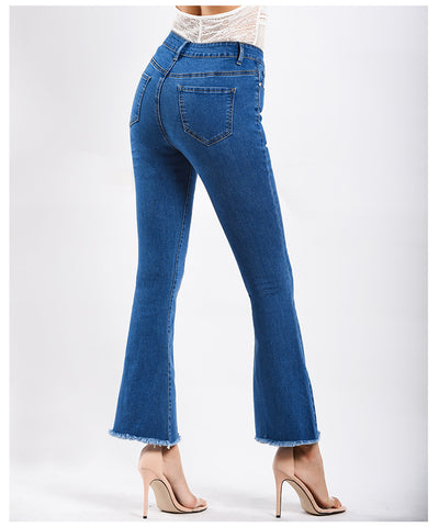 Women Wide-leg Webbing Jeans