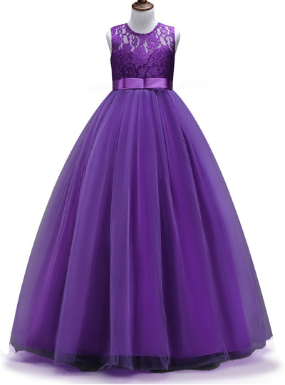 Girls Wedding Lace Long Girl Dress Princess Party