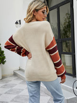 Loose Pullover Stitching Contrast Sweater