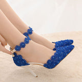 One-button Thin Heel Pointed Wedding Shoes